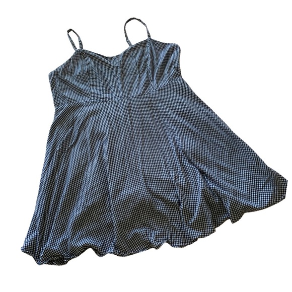 Old Navy Cotton Blend Navy Blue Gingham Fit and Flare Dress Sz XXL Tall - Picture 10 of 10